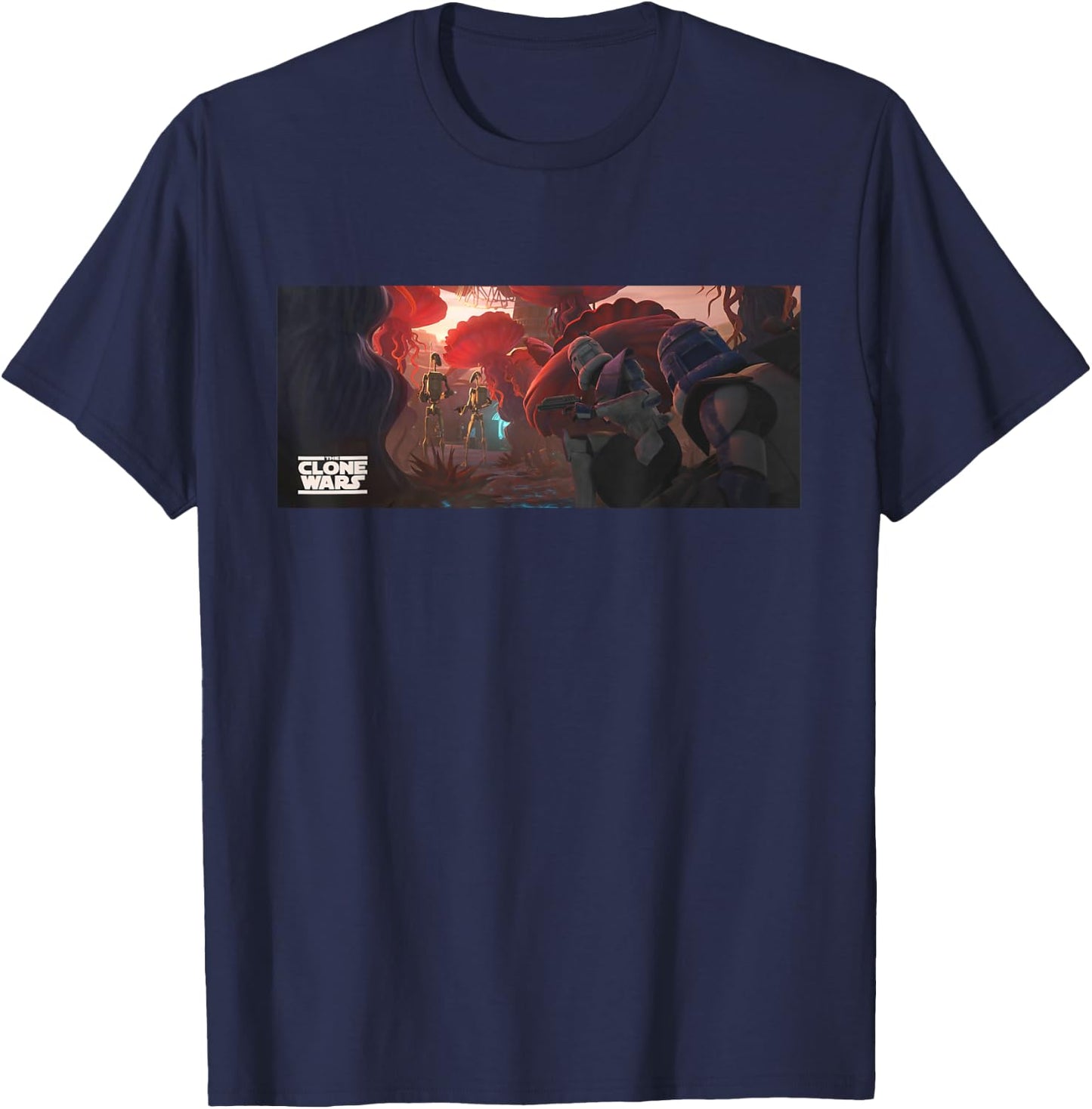 Star Wars The Clone Wars Battle Droids and Commander Rex T-Shirt - T-Shirt | Navy