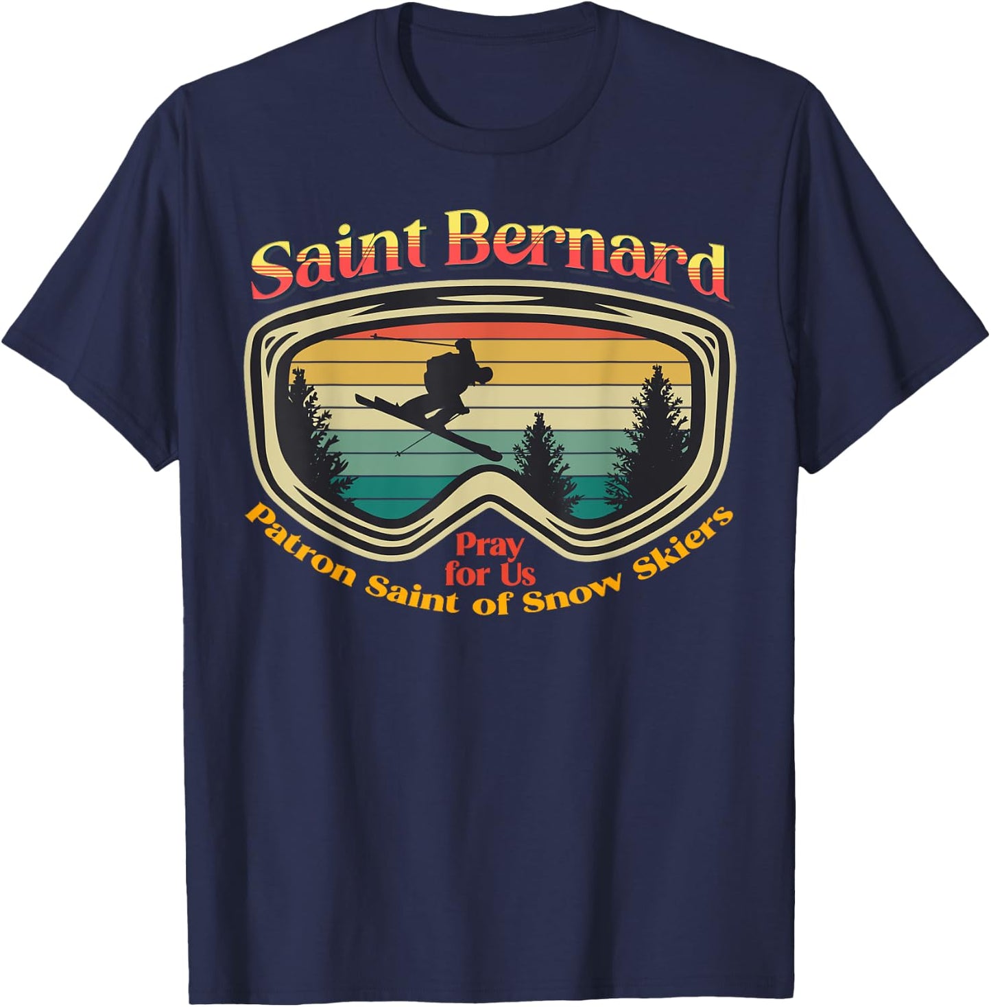 Saint Bernard of Montjoux Vintage Sunset Snow Ski T-Shirt - T-Shirt | Navy