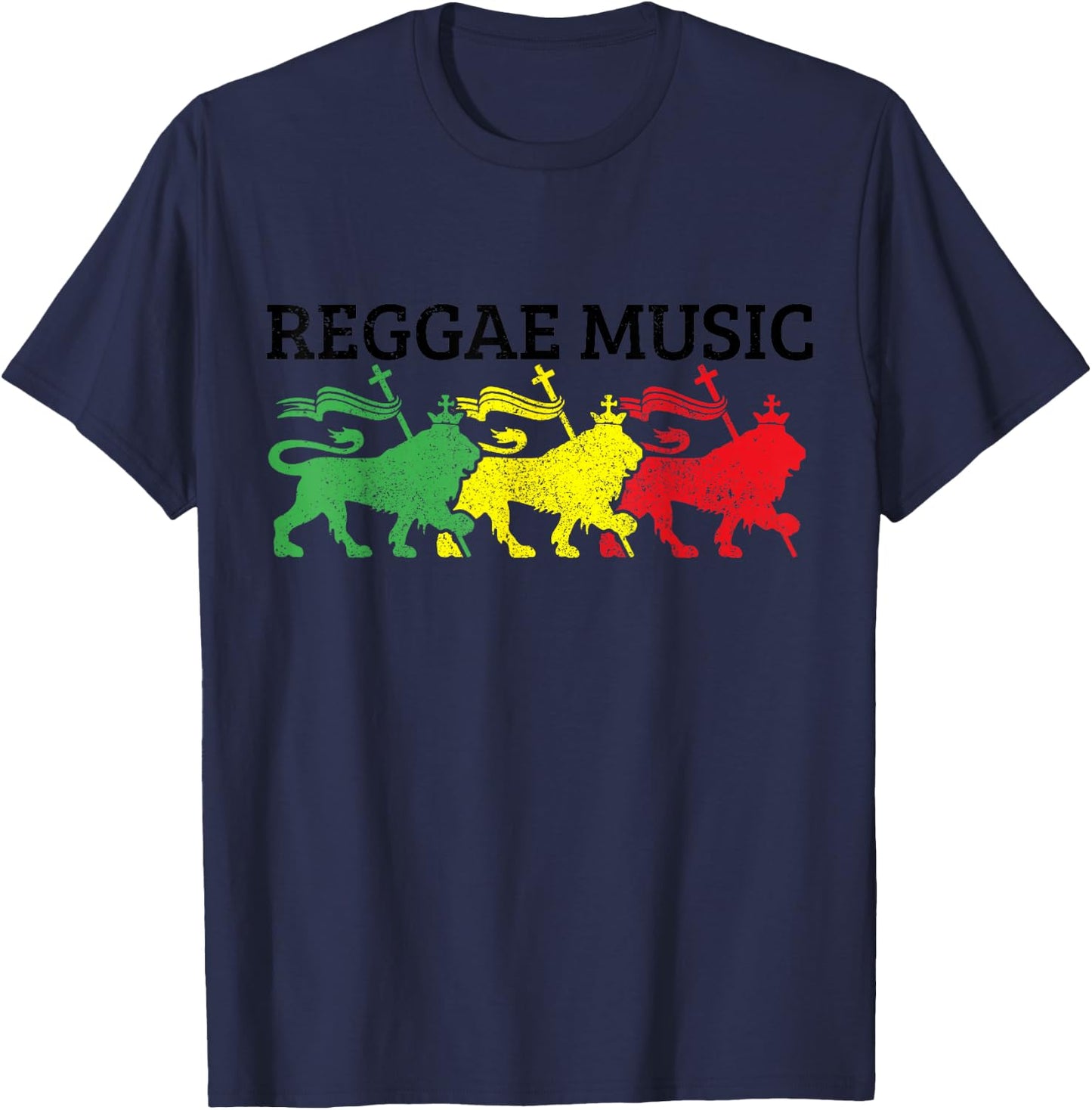 Reggae Music Rastafari Jamaica Lion Of Judah Rasta Gift T-Shirt - T-Shirt | Navy