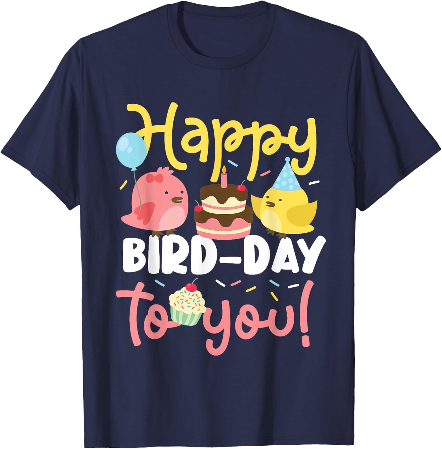 Happy bird day birds for a children's birthday party T-Shirt - T-Shirt | Navy