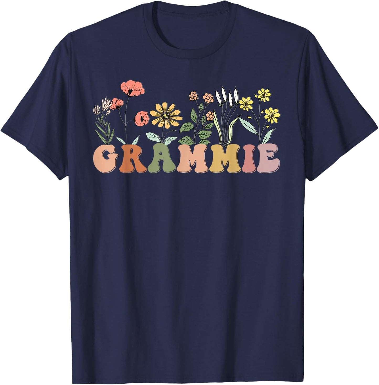 Wildflower Grammie , Family Love Grandma T-Shirt - T-Shirt | Navy
