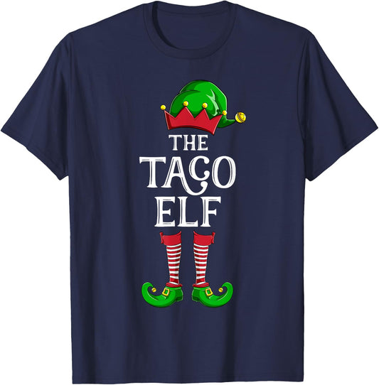 Taco Elf Matching Family Group Christmas Party Pajama T-Shirt - T-Shirt | Navy