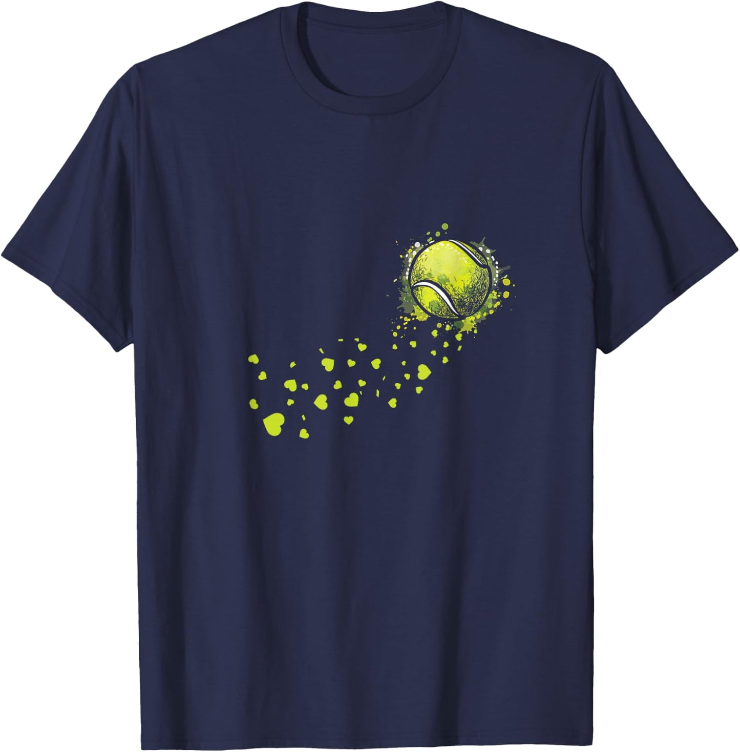 Tennis Ball Heart Tennis Player Backhand Gift T-Shirt - T-Shirt | Navy