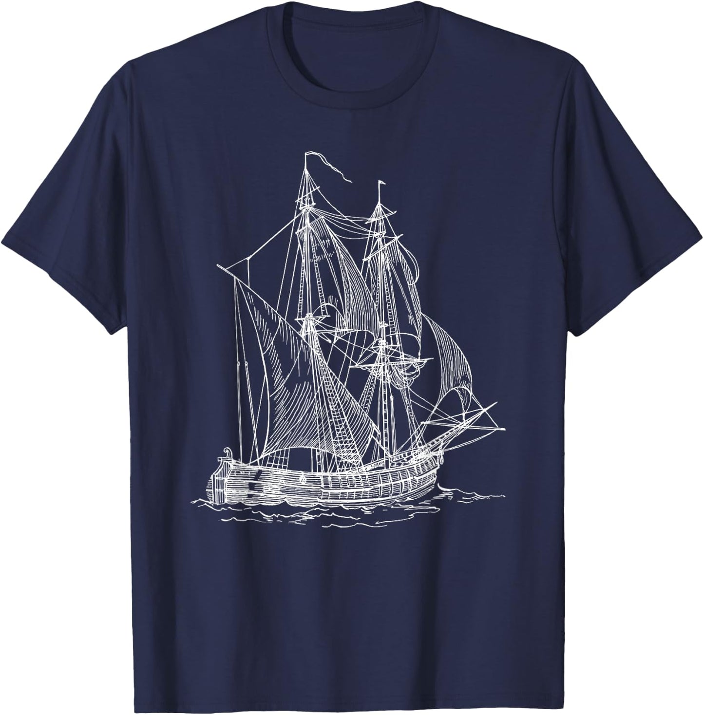 Vintage Sailboat Ship Nautical Yacht Gift travel lovers T-Shirt - T-Shirt | Navy