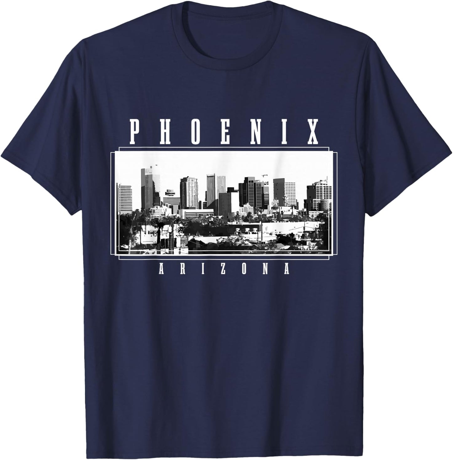 Phoenix Skyline Arizona Vintage USA America Souvenir T-Shirt - T-Shirt | Navy