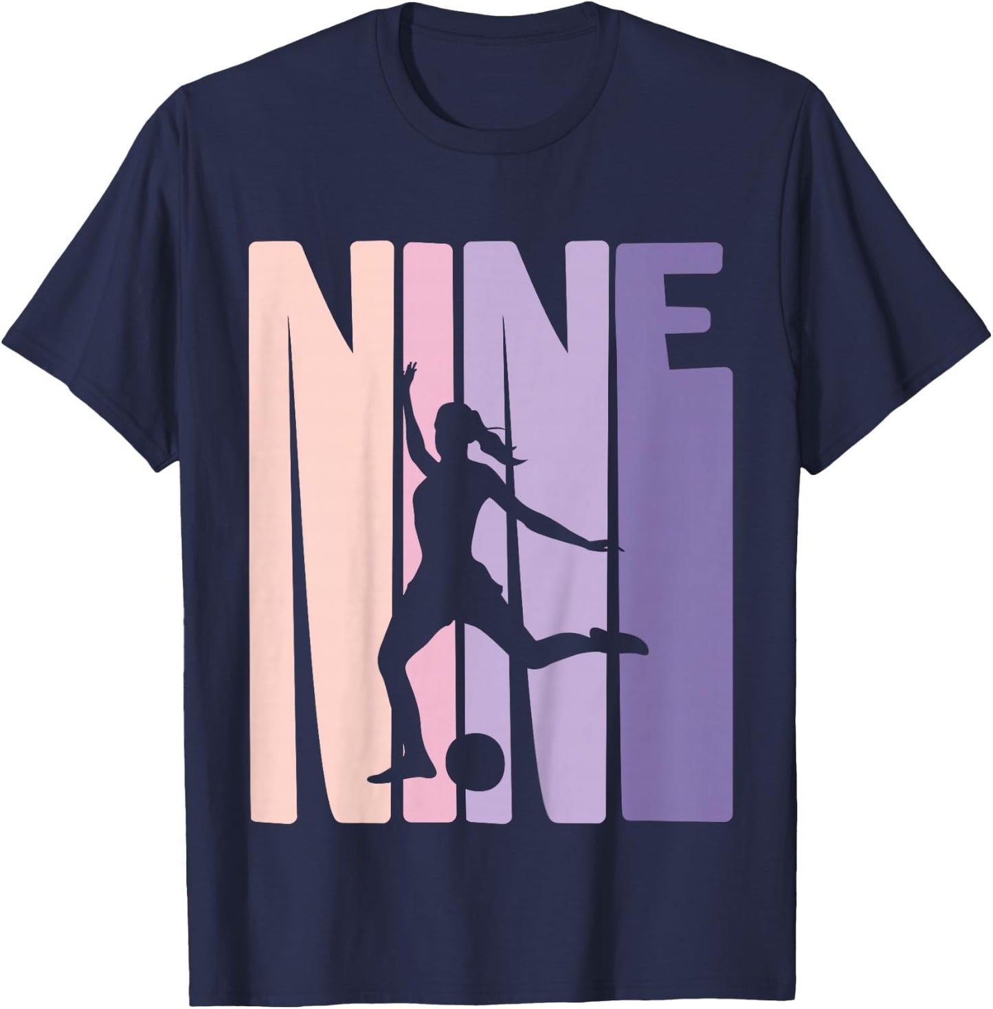 9 Years Soccer Girls Gift 9th Birthday Football Player T-Shirt - T-Shirt | Navy