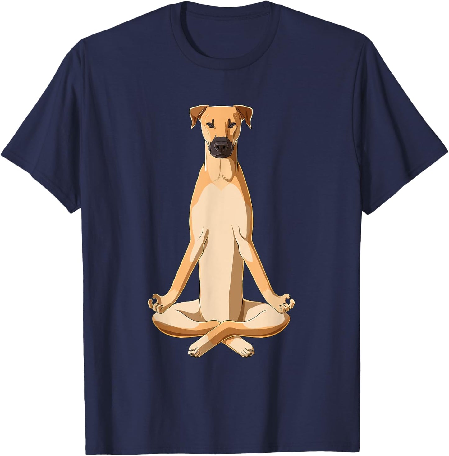 Funny Yoga Dog Black Mouth Cur T-Shirt - T-Shirt | Navy