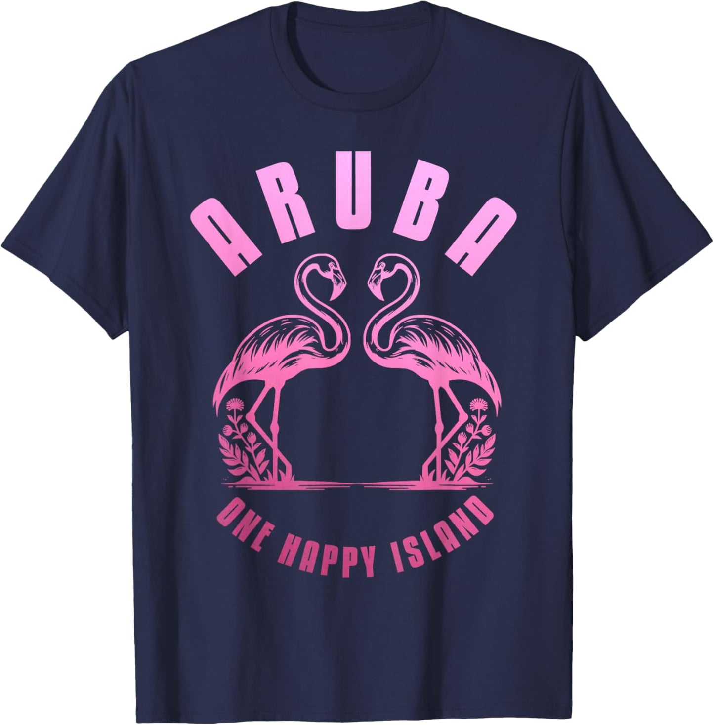 Aruba Flamingo Happy Island Craibbean Souvenir Pride Vintage T-Shirt - T-Shirt | Navy