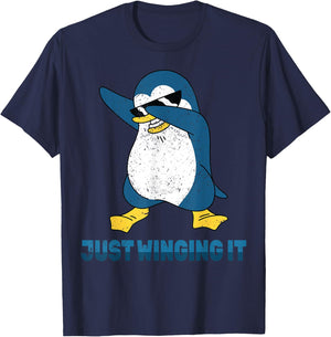 Penguin - Just Winging It - Veterinarian - Zoo - Animals T-Shirt - T-Shirt | Navy