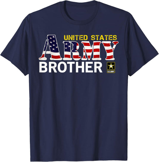 United States Army Brother With American Flag Gift Veteran Women Kids Men T-Shirt - T-Shirt | Navy