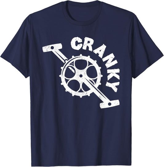 Cycling Apparel & Gifts Collection - Bicycle Crank - -Adults, -Kids - Black - Short Sleeve - Small - Crew Collar - Classic Modern - Cycling - Birthday - Women Cyclists T-Shirt - T-Shirt | Navy