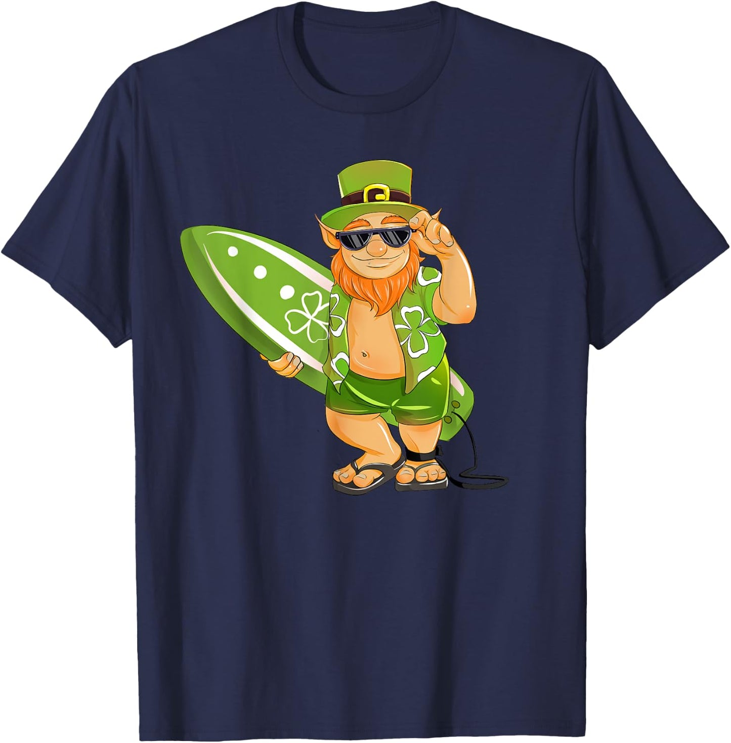 Surfing Leprechaun Hawaiian Surfing St Patricks Day Hawaii T-Shirt - T-Shirt | Navy