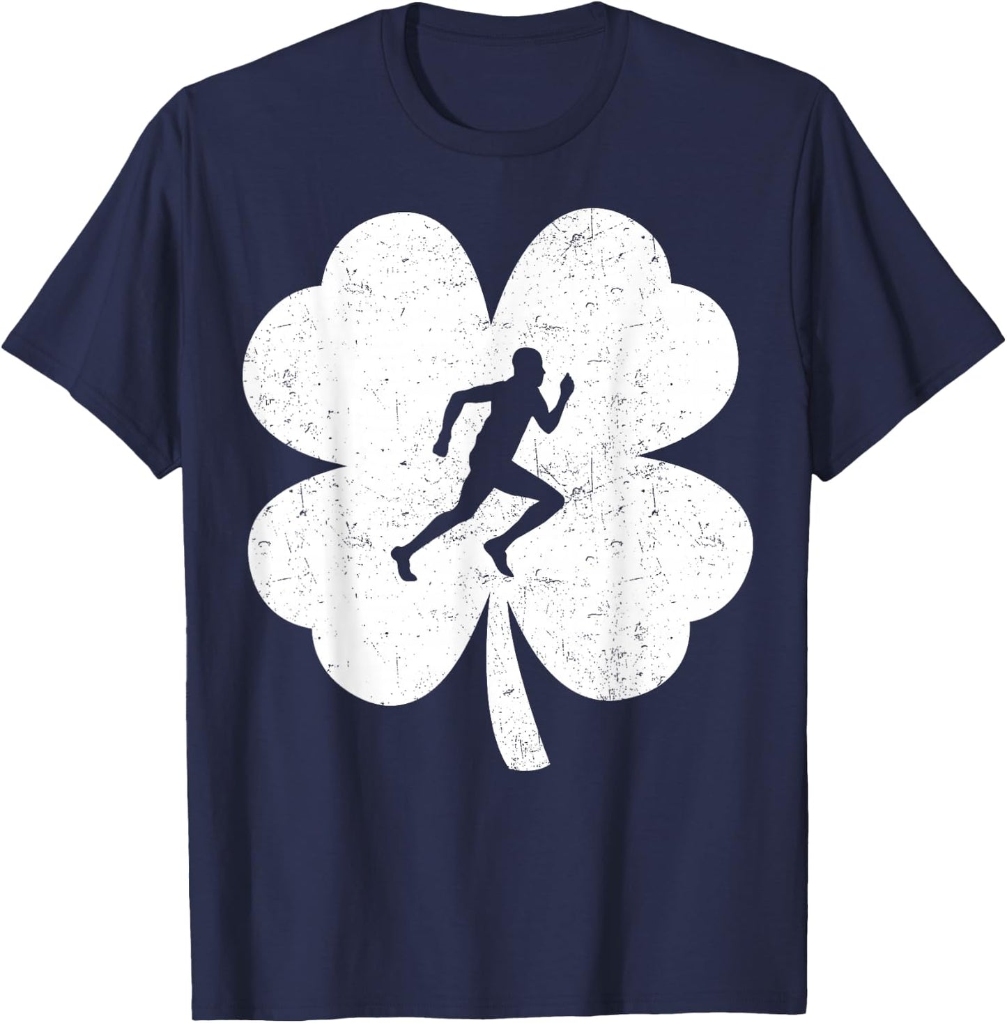 St Patrick's Day Running Irish Shamrock Track & Field Runner T-Shirt - T-Shirt | Navy