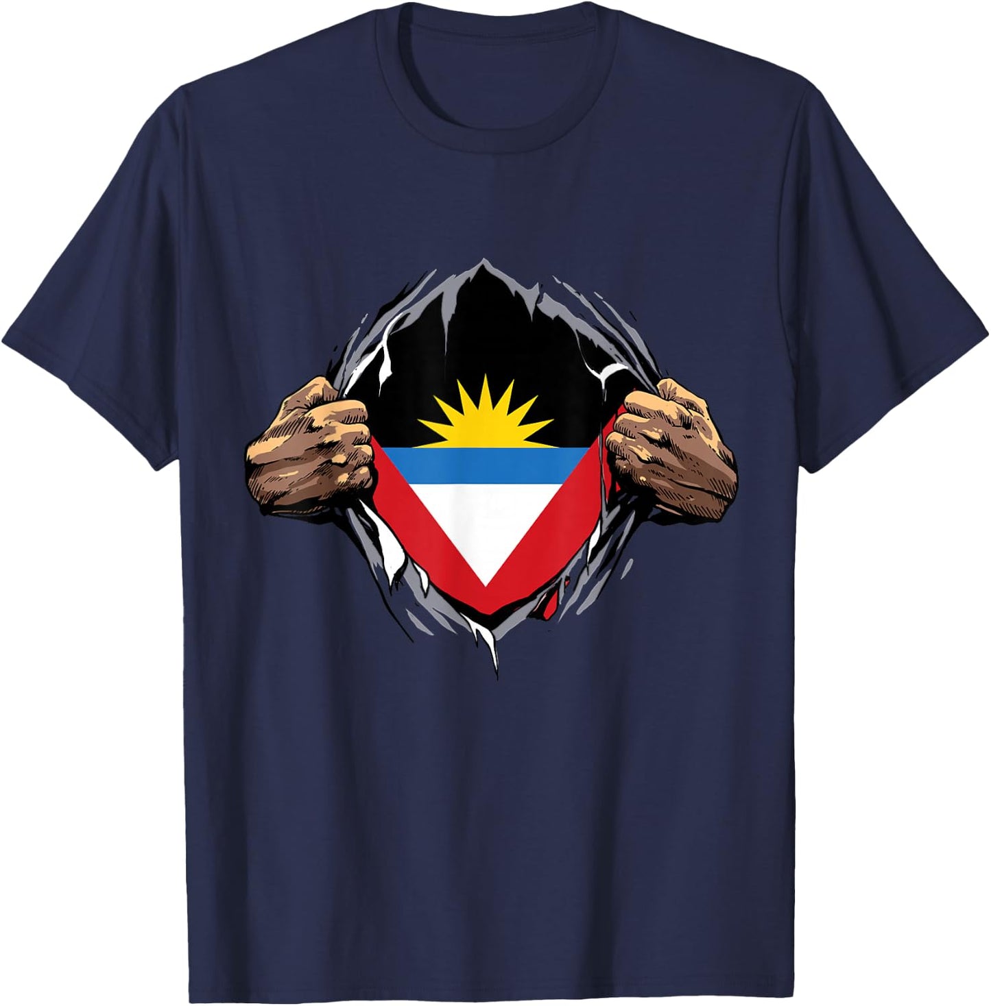 Antigua and Barbuda Shirt Super Antigua Flag Antiguan Roots T-Shirt - T-Shirt | Navy