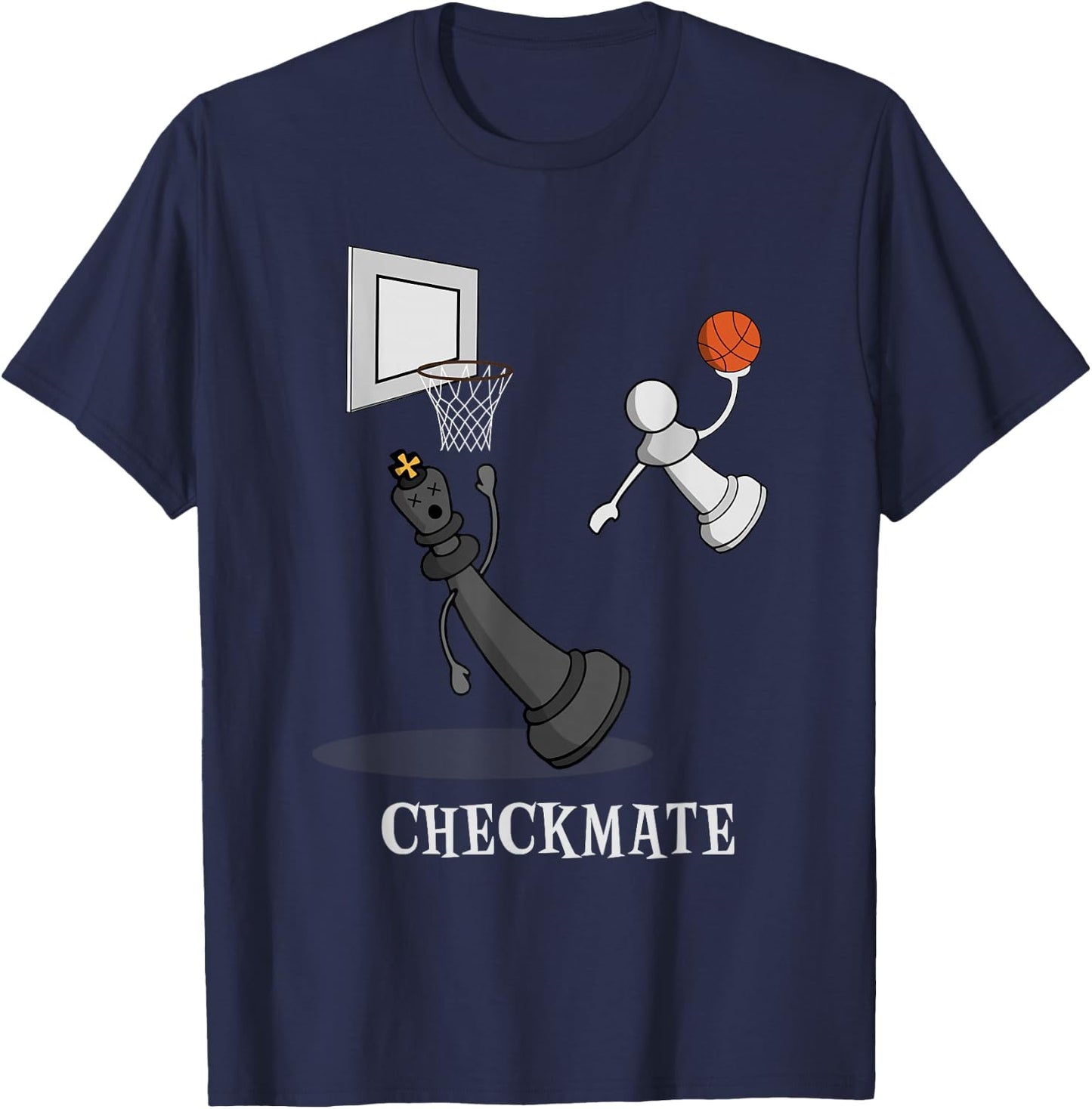 Funny Checkmate Chess Basketball Game Board King Pawn Piece T-Shirt - T-Shirt | Navy