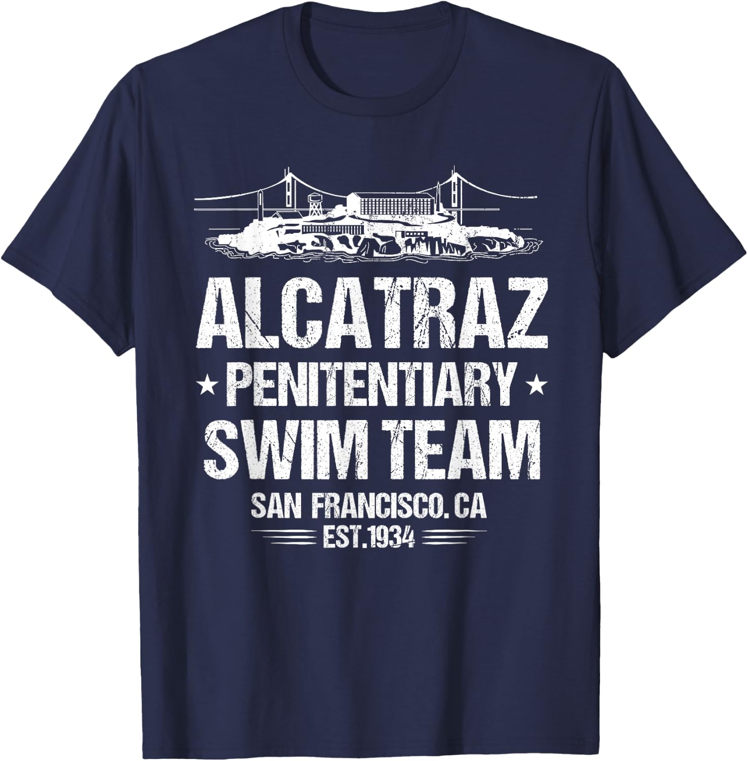 Alcatraz Penitentiary Swim Team T-Shirt - T-Shirt | Navy