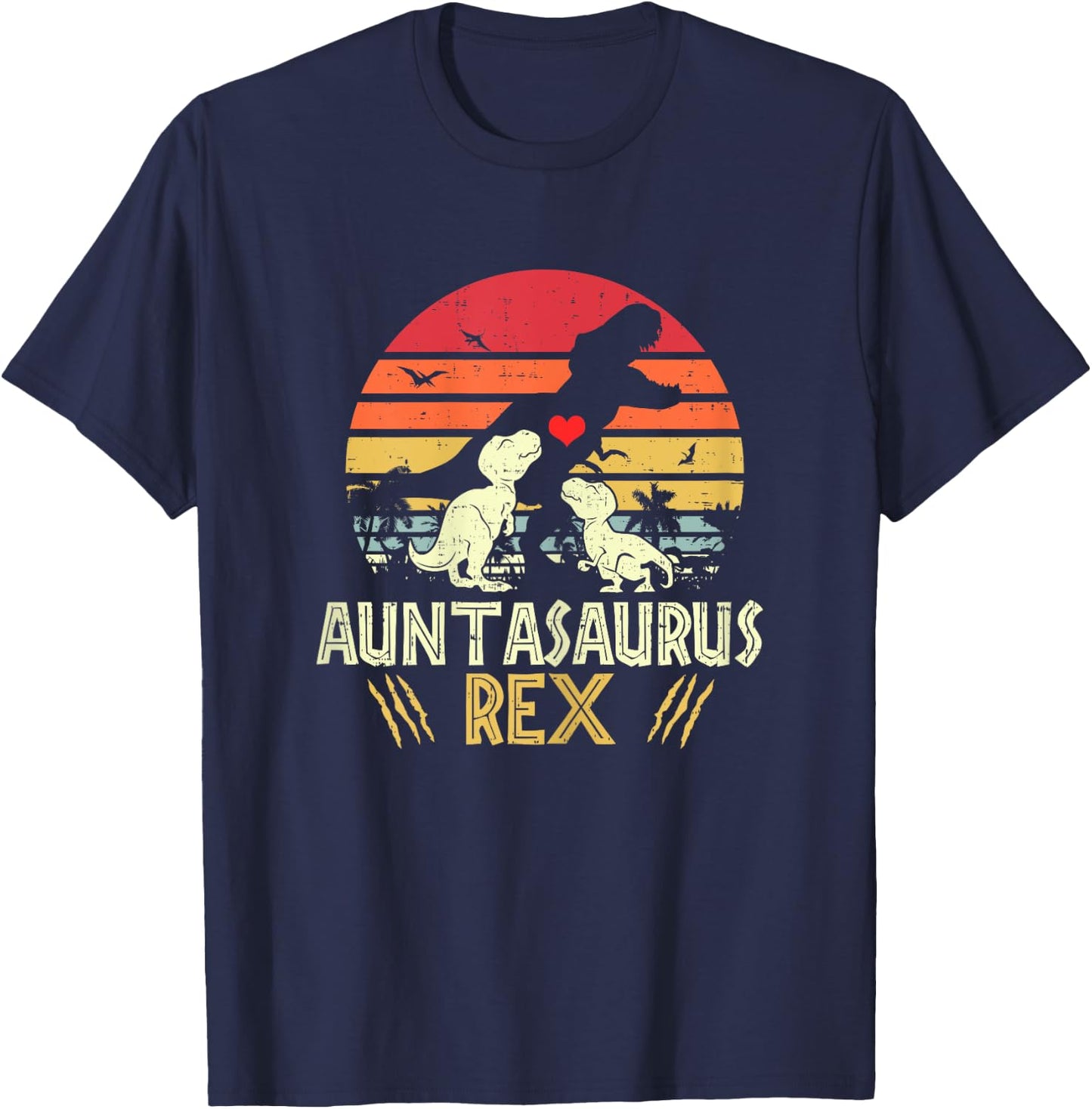 Auntasaurus Rex Vintage Dinosaur Auntiesaurus T-Shirt - T-Shirt | Navy