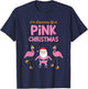 I'm Dreaming of a Pink Christmas Flamingo Santa Tropical T-Shirt - T-Shirt | Navy