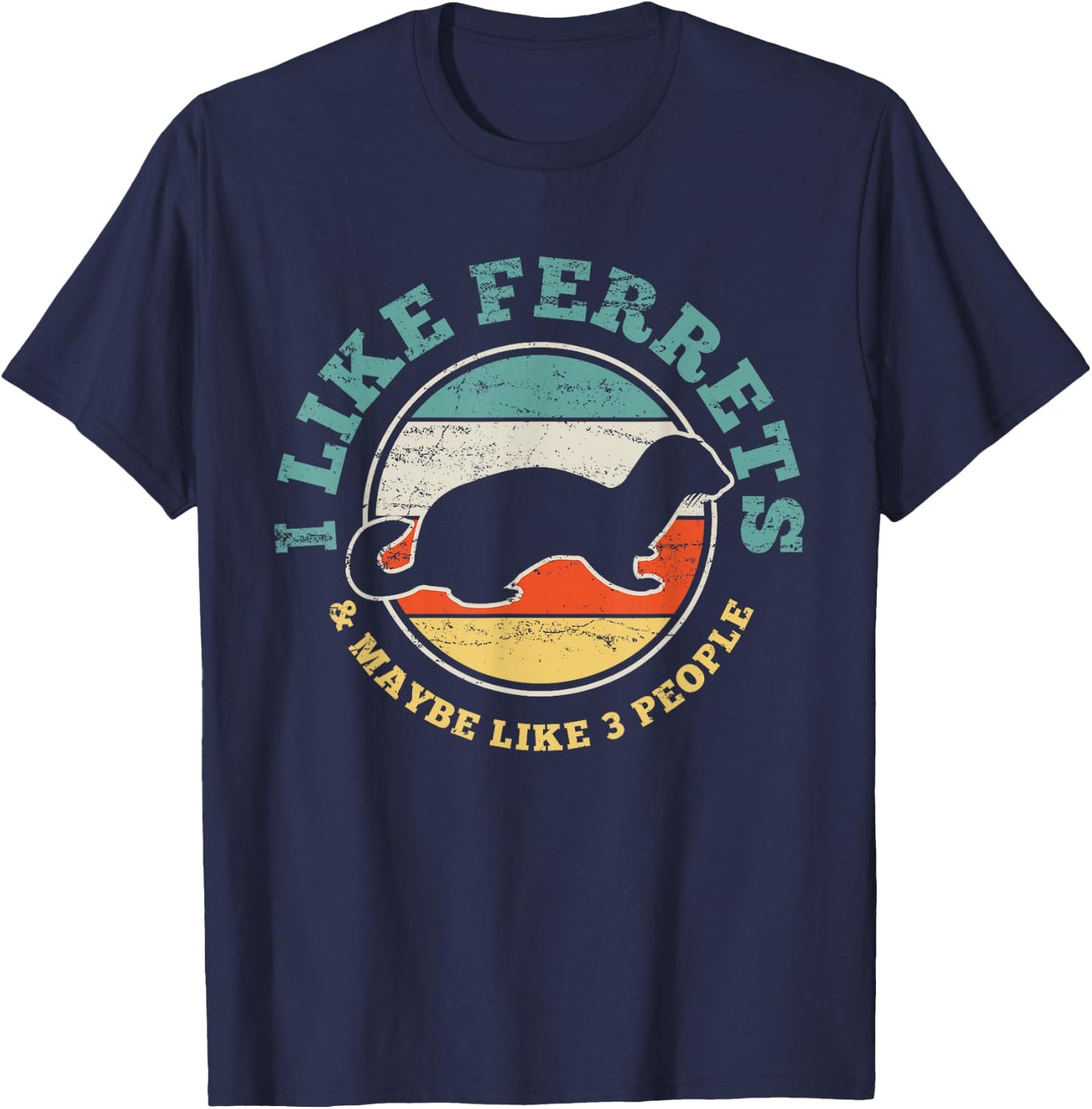 Funny Vintage Ferret Gift T-Shirt - T-Shirt | Navy