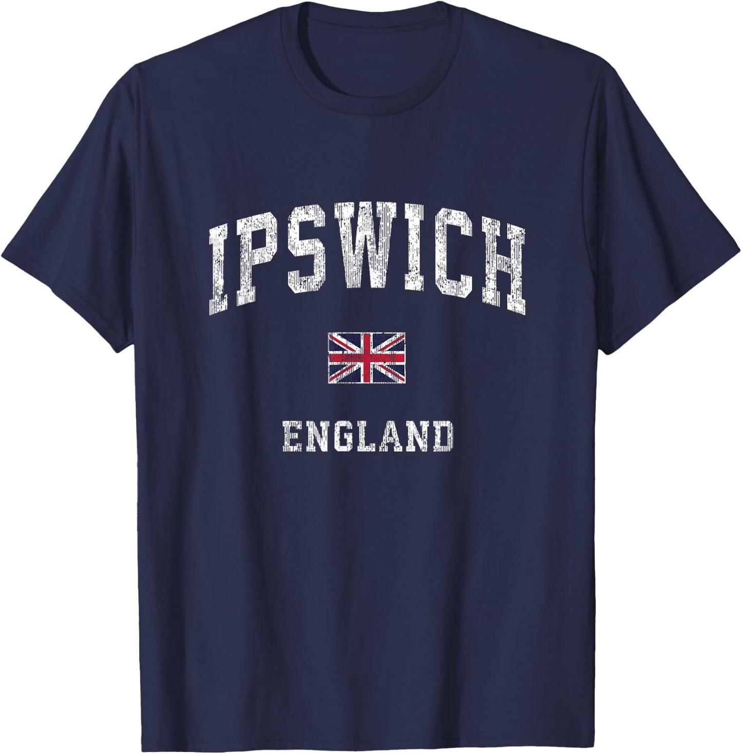Ipswich England Vintage Athletic Sports Design T-Shirt - T-Shirt | Navy