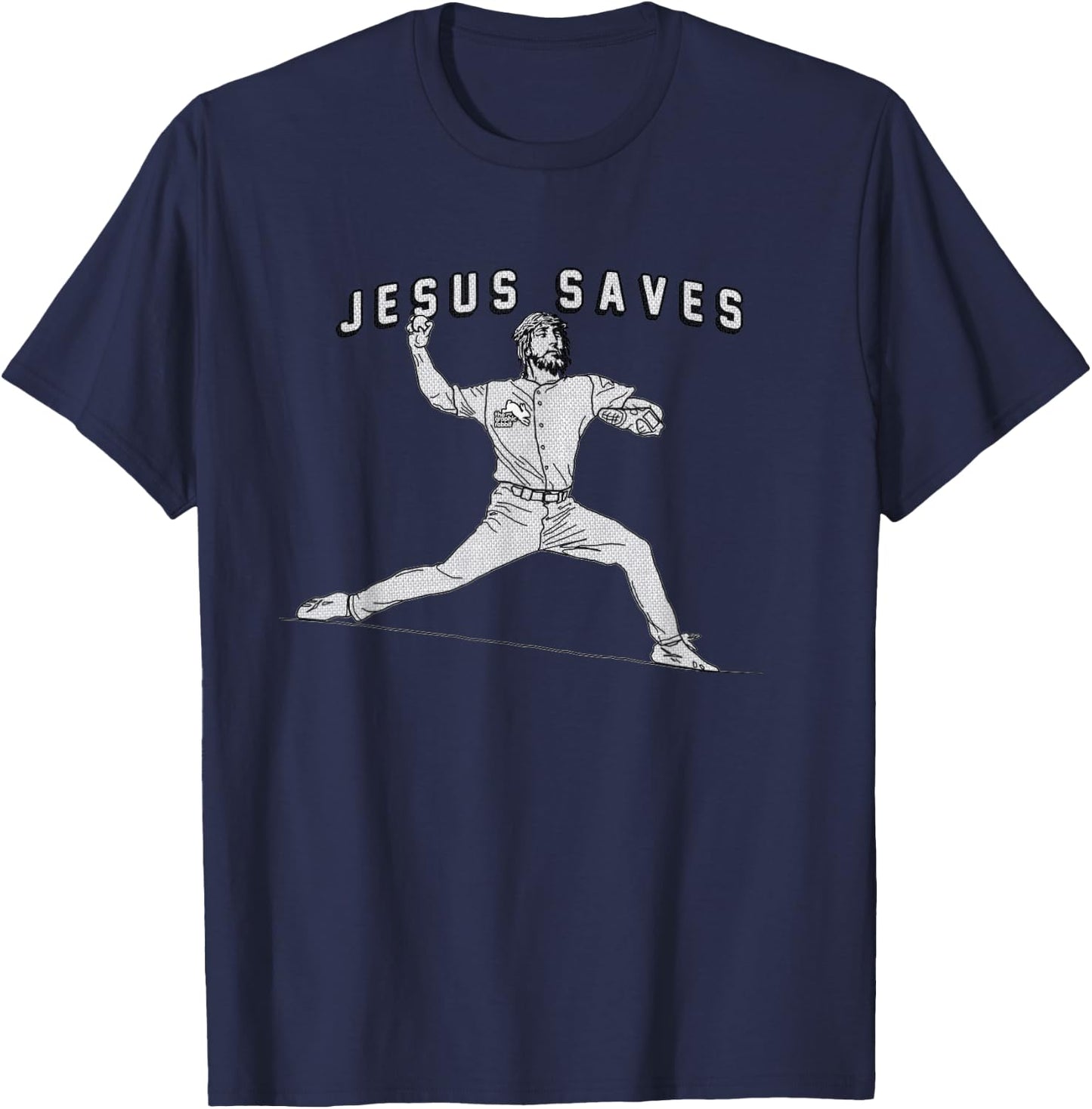 Jesus Saves - Baseball Pitcher - Funny Jesus T-Shirt - T-Shirt | Navy
