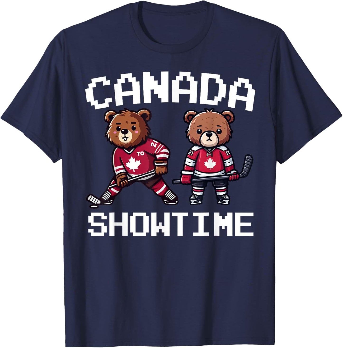 Canada Cute Bear Ice Hockey Jersey – Canada Hockey Team T-Shirt - T-Shirt | Navy