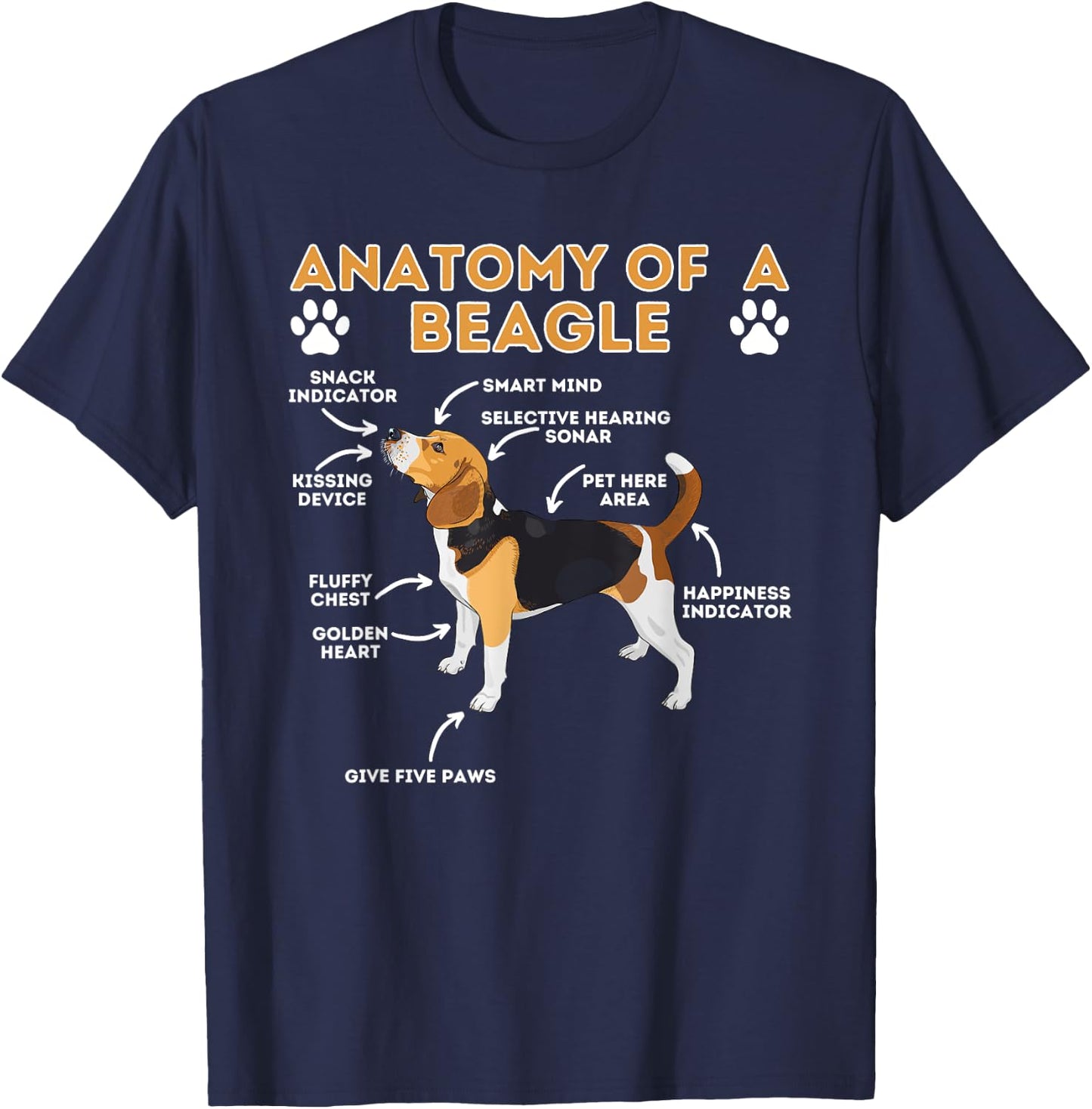 Anatomy Of A Beagle - Funny Beagle Dog Lover Pet Owner T-Shirt - T-Shirt | Navy