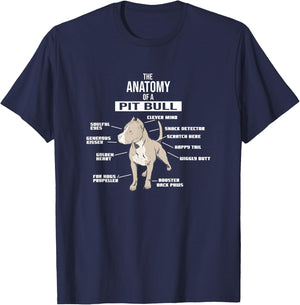 Anatomy of A Pitbull Hound Breed Dog Pet Lover Gift T-Shirt - T-Shirt | Navy