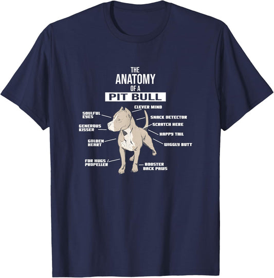 Anatomy of A Pitbull Hound Breed Dog Pet Lover Gift T-Shirt - T-Shirt | Navy