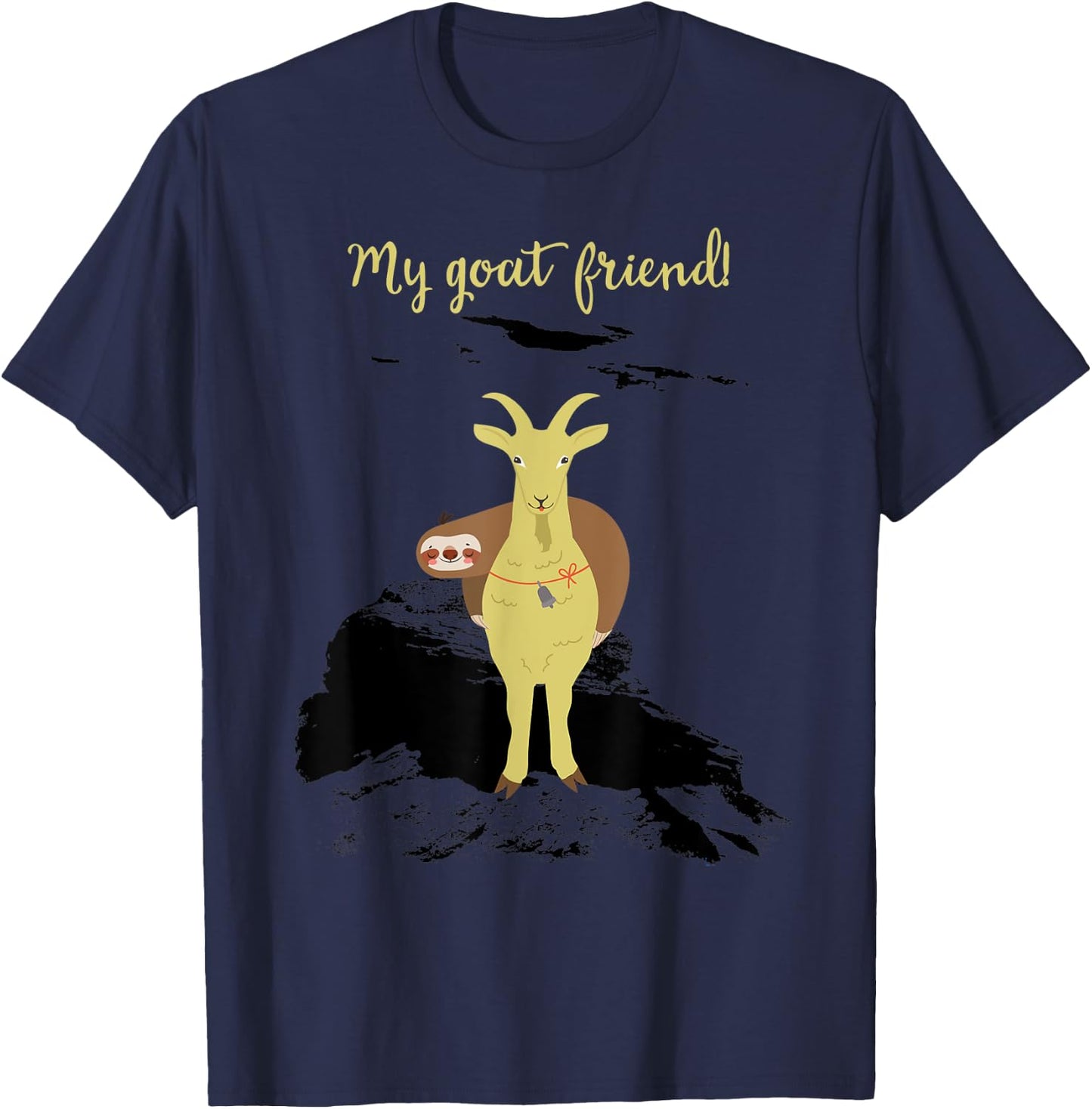 Funny My Goat Friend Sloth Lovers Goat Lovers T-Shirt - T-Shirt | Navy