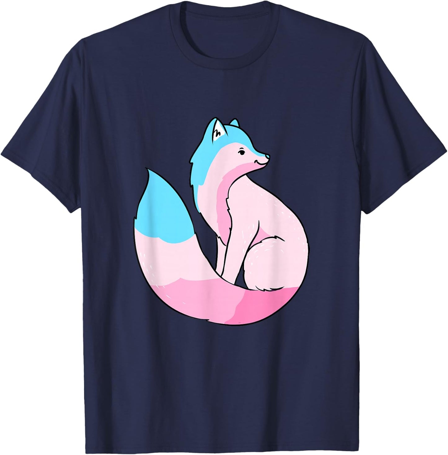 Transfeminine Fox Transfeminine Pride T-Shirt - T-Shirt | Navy