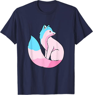 Transfeminine Fox Transfeminine Pride T-Shirt - T-Shirt | Navy