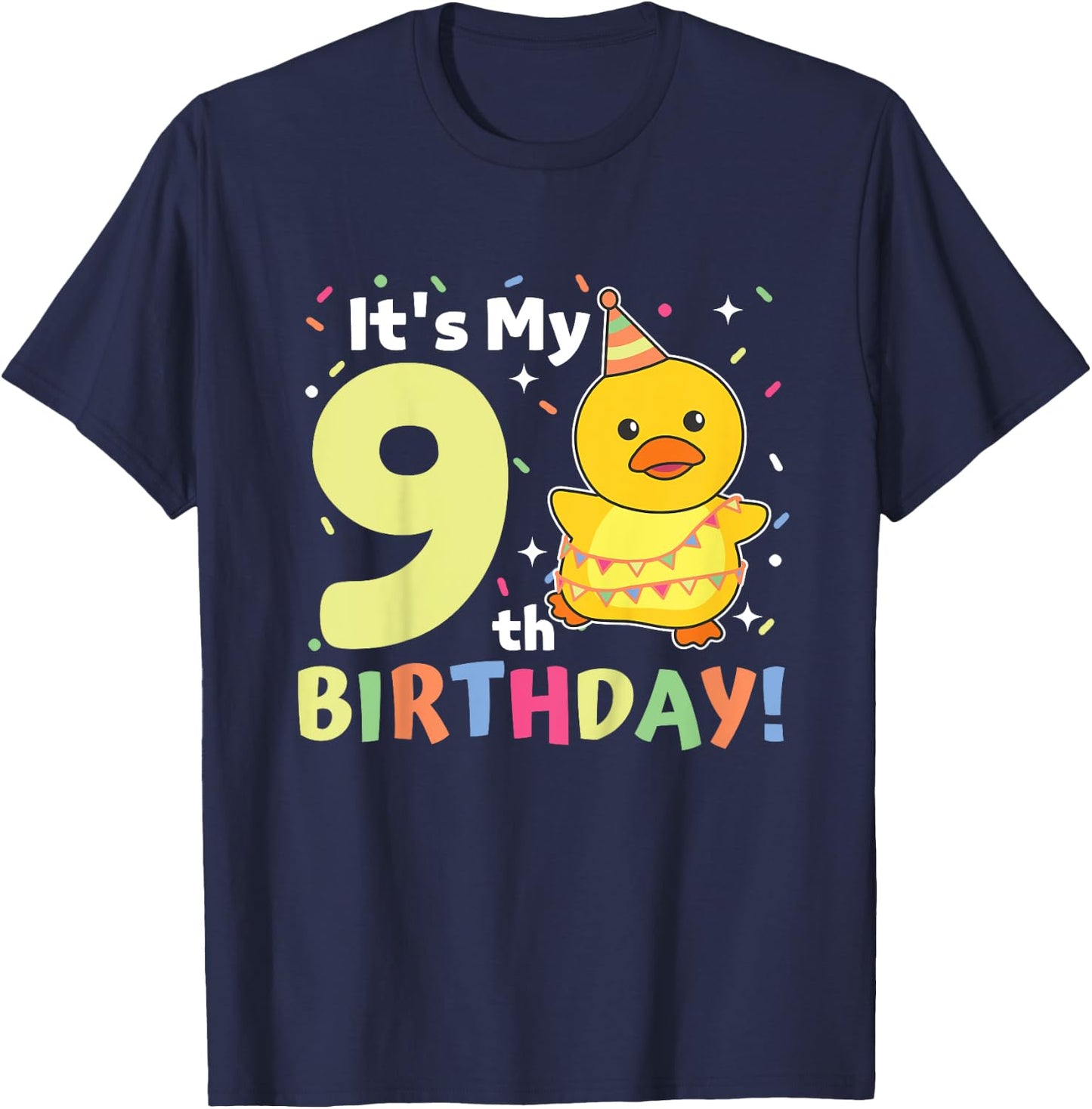 9th Birthday Duck For Children Nine Years Old T-Shirt - T-Shirt | Navy