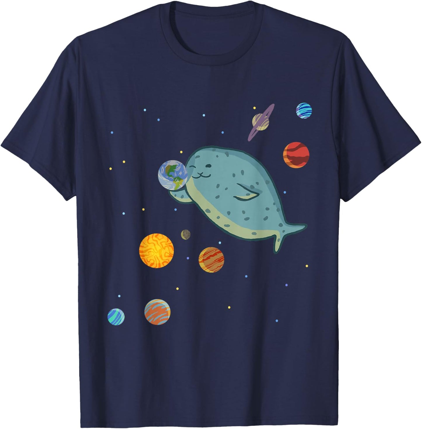 Space Seal Exploring the Planets, Stars, and Solar System T-Shirt - T-Shirt | Navy
