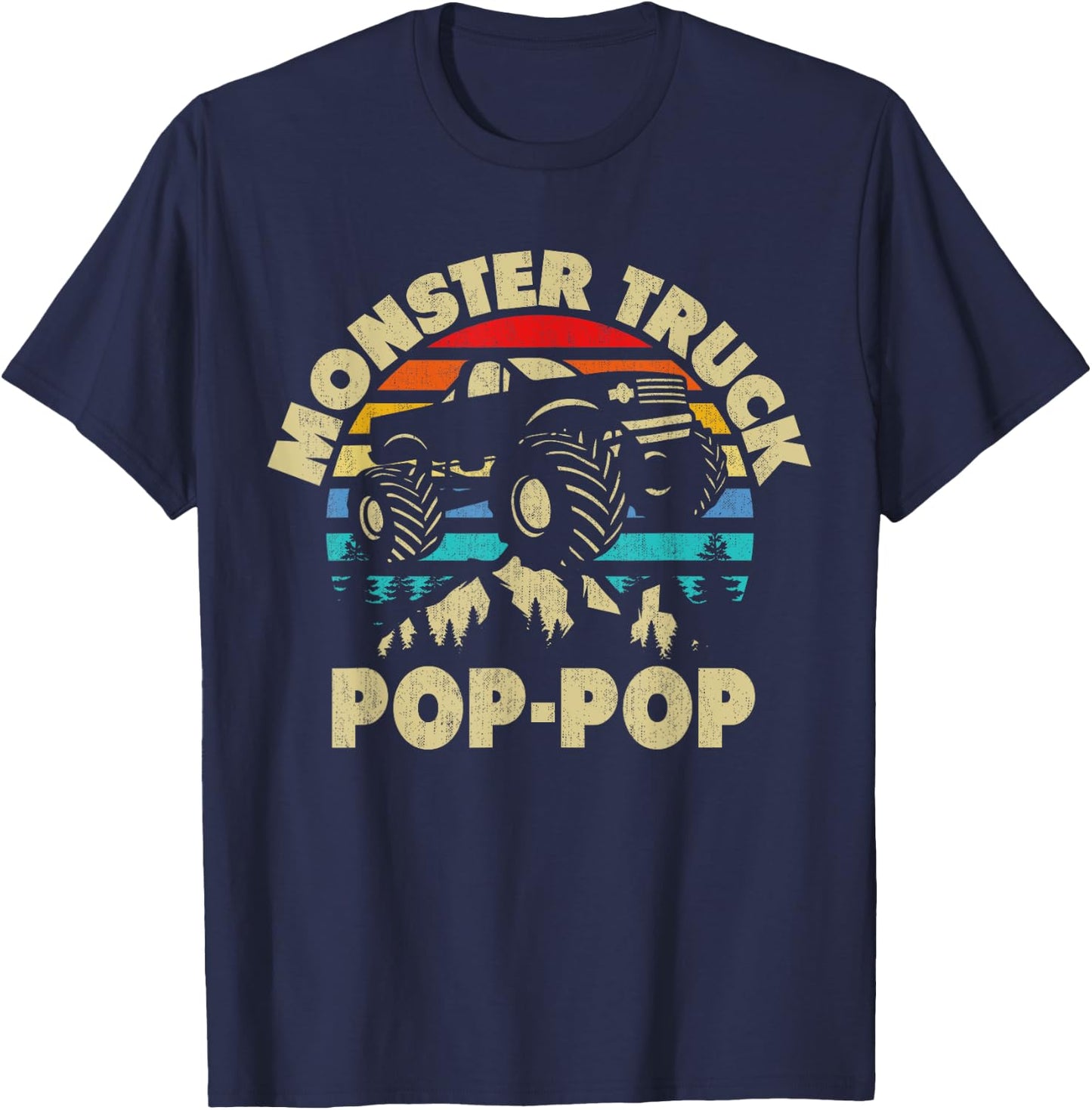 Monster Truck Pop-Pop Matching Family Monster Truck Grandpa T-Shirt - T-Shirt | Navy