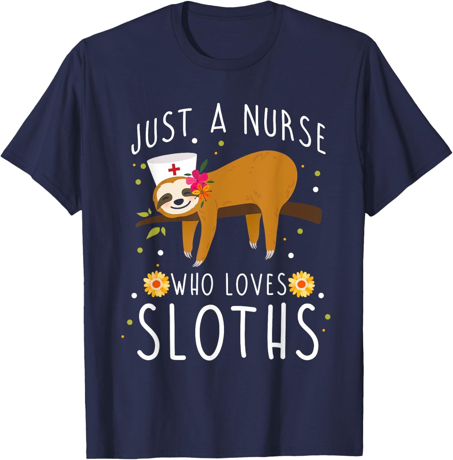 Cute Animal Sloth Lover Women Girls Medical Nurse T-Shirt - T-Shirt | Navy