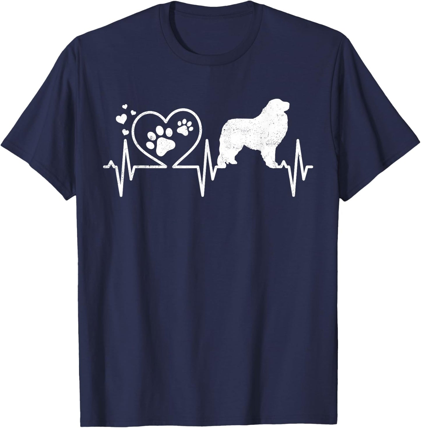 Great Pyrenees Mom Mama Dad Heartbeat Dog Heart Gift T-Shirt - T-Shirt | Navy