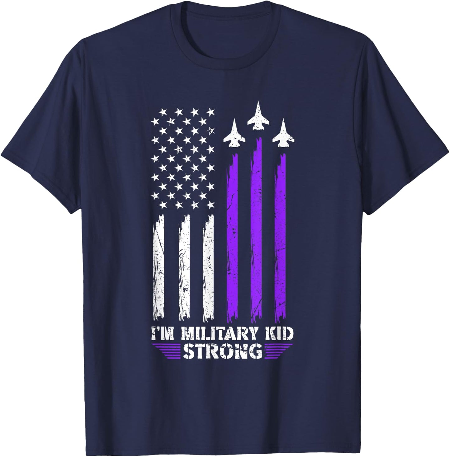 Military Kid Strong Military Child Army US Flag Air Force T-Shirt - T-Shirt | Navy