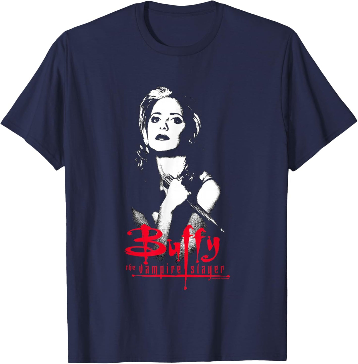 Buffy The Vampire Slayer Buffy Summers Shadowed Portrait T-Shirt - T-Shirt | Navy