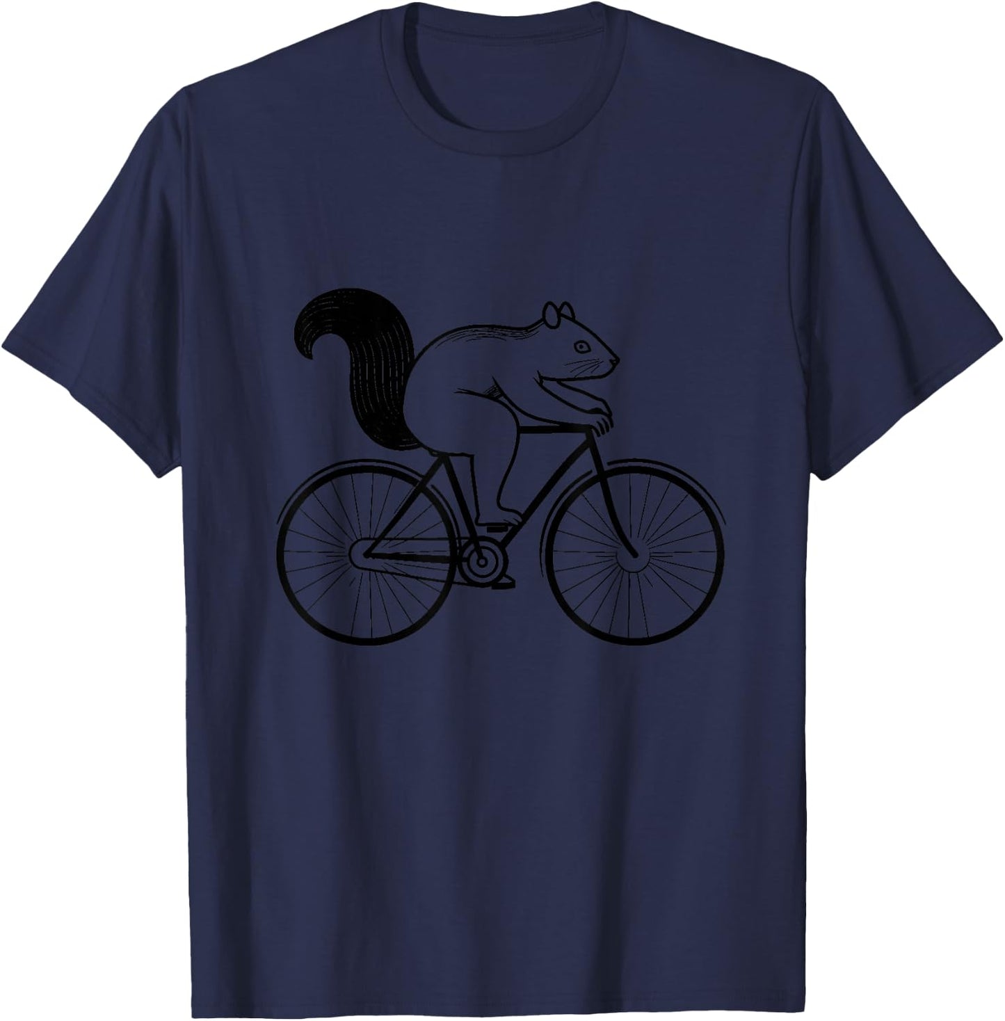 Squirrel Riding Bicycle Funny Cycling Animal Bike Cyclist T-Shirt - T-Shirt | Navy