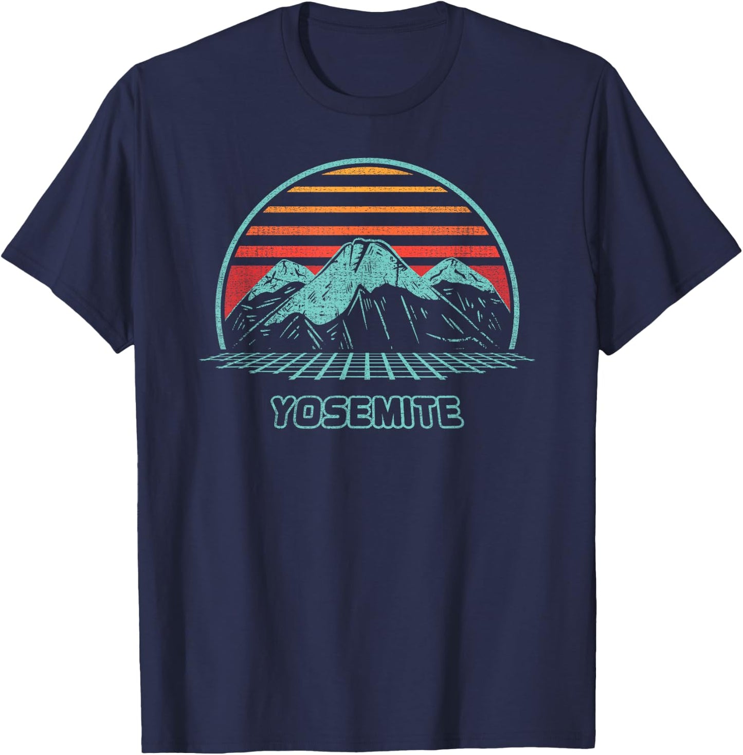 Yosemite Retro National Park Hiking Vintage 80s Style T-Shirt - T-Shirt | Navy