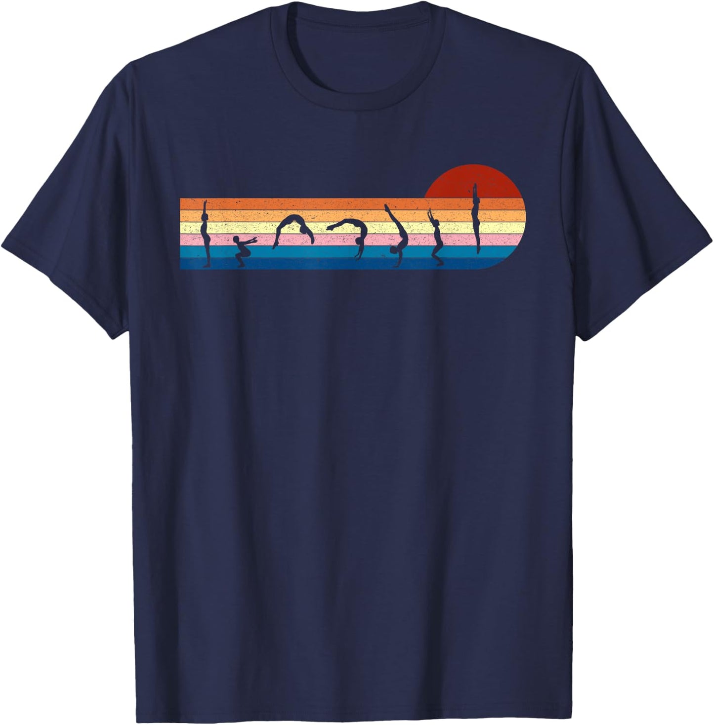 Gymnastics Vintage Retro Sunset Silhouette, Cool Gymnast T-Shirt - T-Shirt | Navy