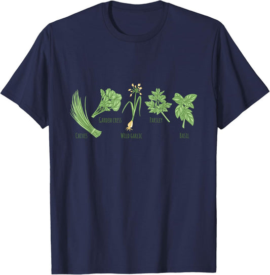 Herbs Parsley Sage Thyme Rosemary For Spice Lover Gardener T-Shirt - T-Shirt | Navy