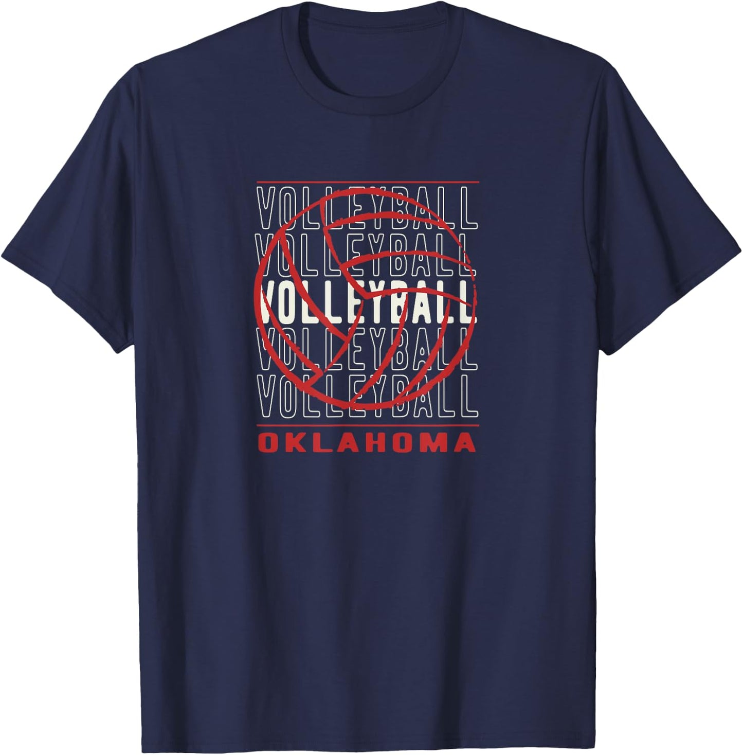 Volleyball Oklahoma Merch -Adults Black Small Classic Fit Short Sleeve T-Shirt - T-Shirt | Navy