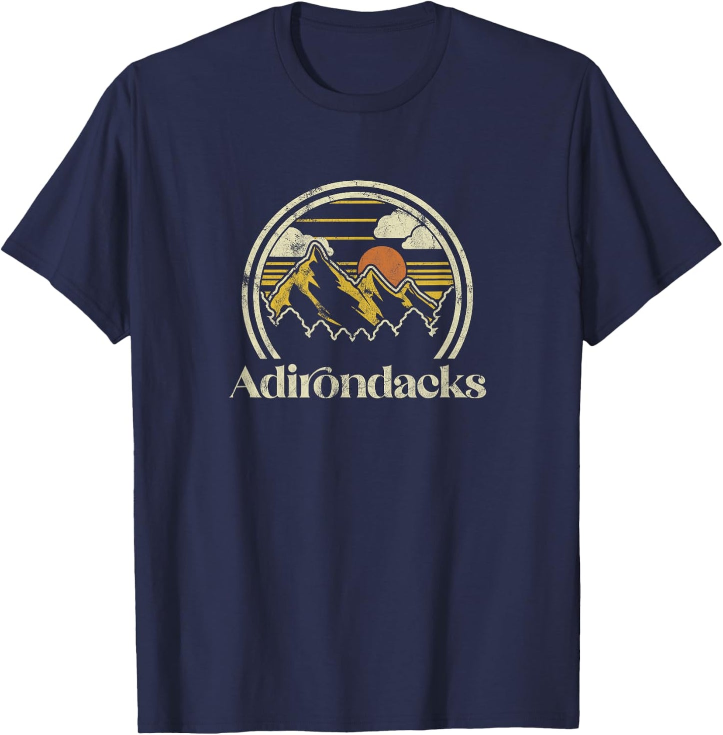Adirondacks Mountains New York Vintage Hiking Camp Retro T-Shirt - T-Shirt | Navy