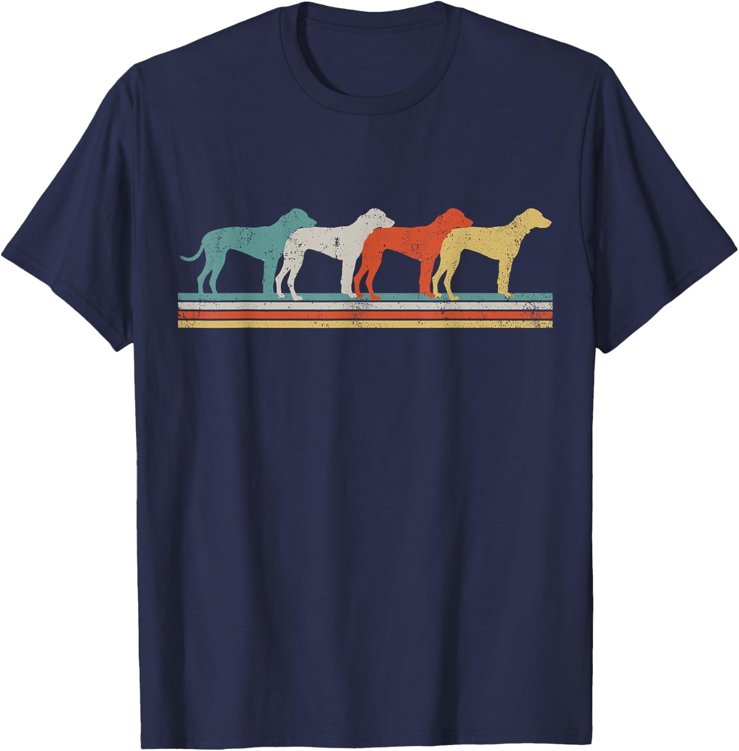 Rhodesian Ridgeback Dog Heart Retro Women Girls Kids T-Shirt - T-Shirt | Navy
