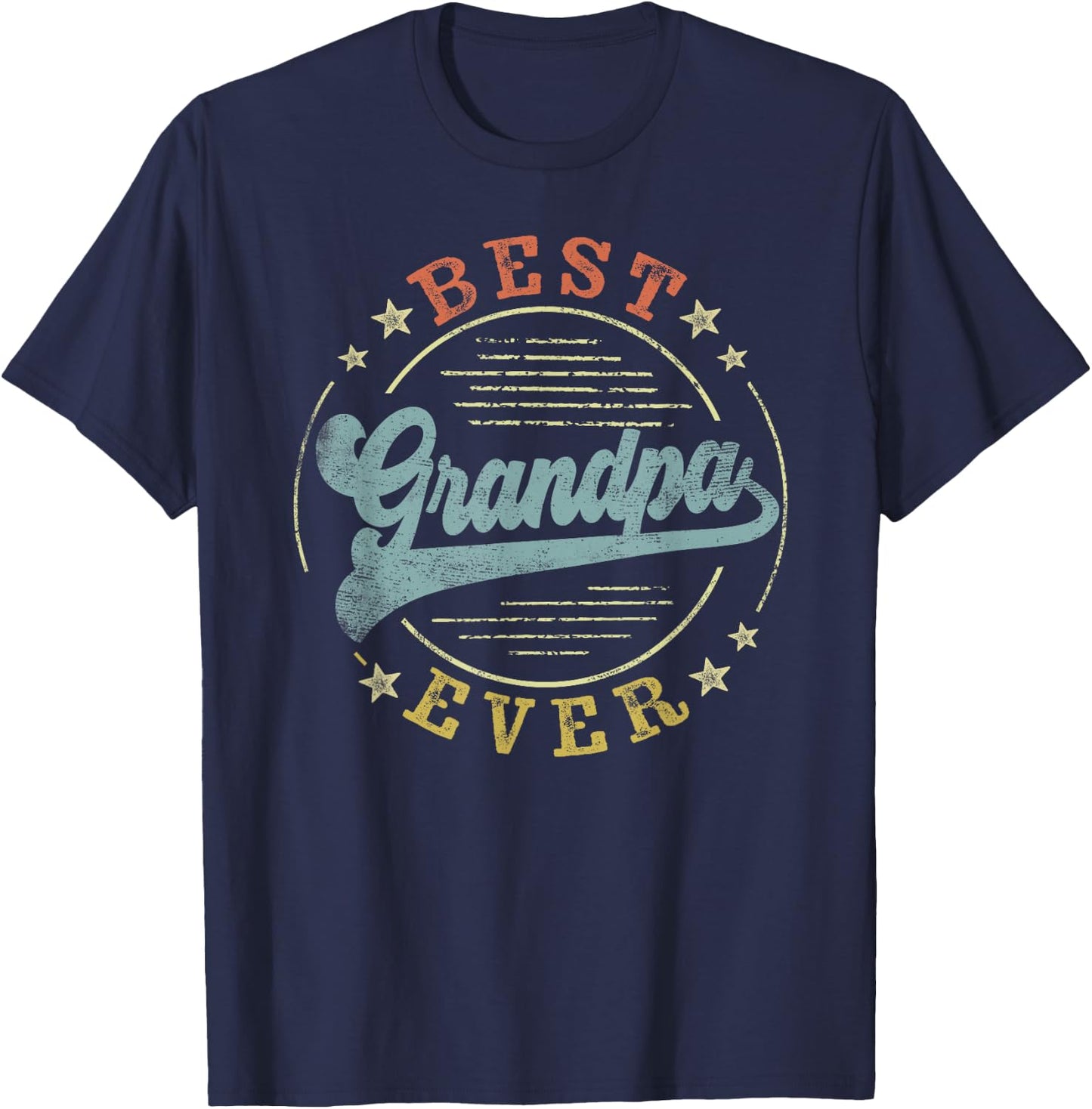Best Grandpa Ever Father's Day Grandpa Gifts Vintage Emblem T-Shirt - T-Shirt | Navy