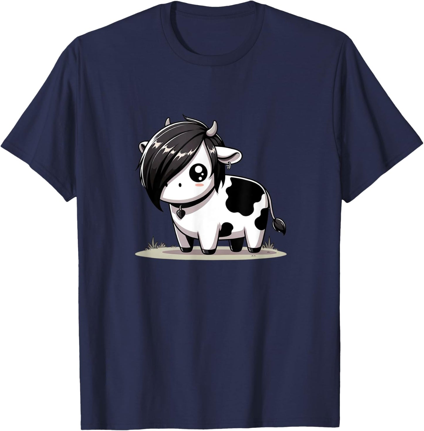 Kawaii Anime Emo Cow Kids T-Shirt - T-Shirt | Navy