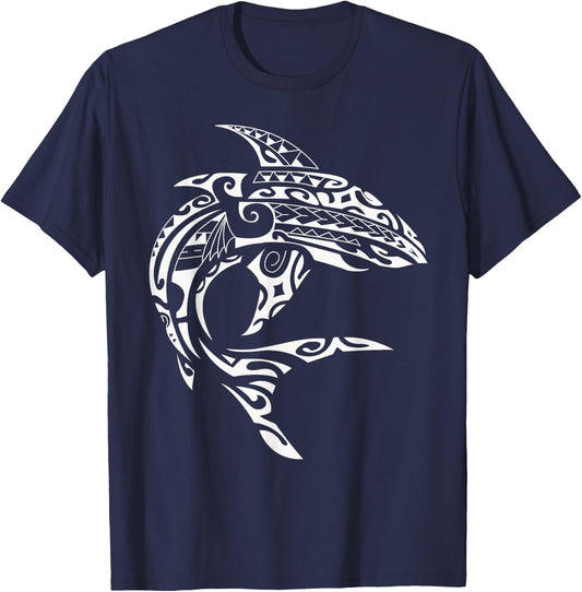 Tribal Hawaiian Maori Shark T-Shirt - T-Shirt | Navy