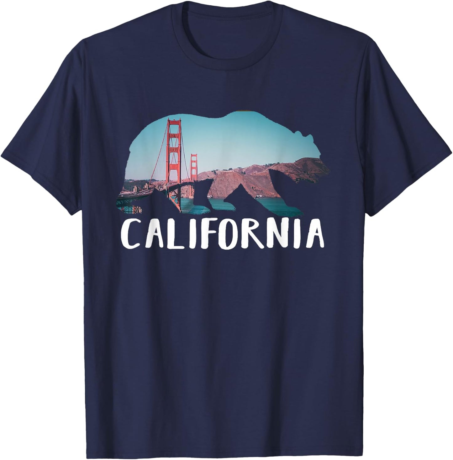 Golden Gate Bridge California Pride Vacation Tourist Gift T-Shirt - T-Shirt | Navy